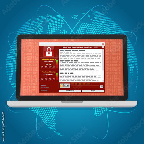 Virus Malware Ransomware wannacry encrypted your files and requi