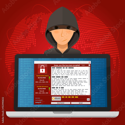 Virus Malware Ransomware wannacry encrypted your files and requi