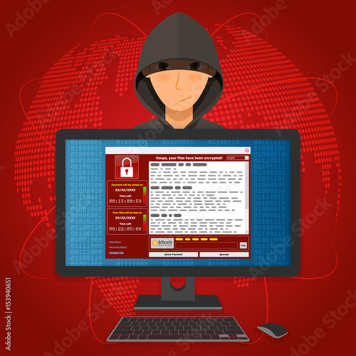 Virus Malware Ransomware wannacry encrypted your files and requi