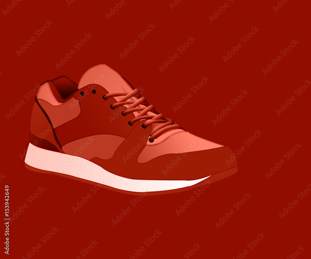 sneakers isolated on background. icon with red running shoes. sneakers isolated on background. icon with red running shoes.