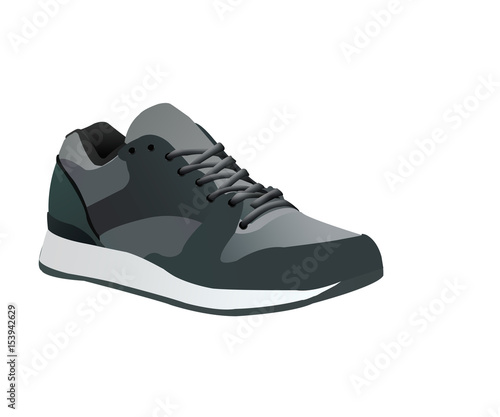sneakers isolated on background. icon with gray running shoes.