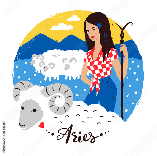 Vector illustration of Aries zodiac sign.