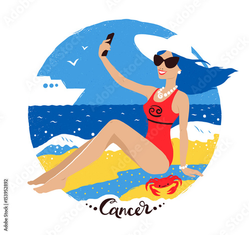 Vector illustration of Cancer zodiac sign.