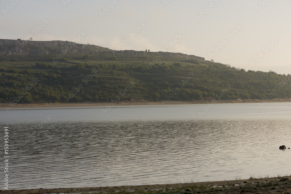 The abandoned tower of the ebro reservoir in Cantabria The abandoned tower of the ebro reservoir in Cantabria