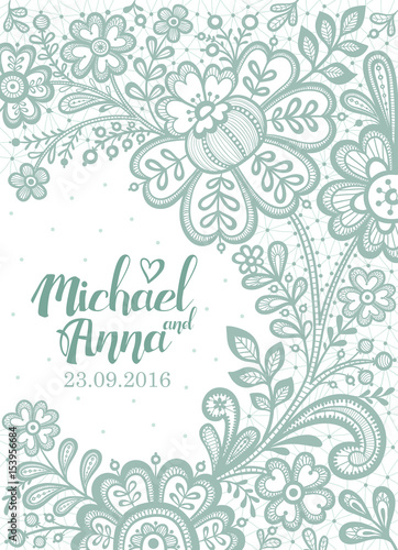 Floral Background Lace. Wedding invitation card. Vector greeting card.