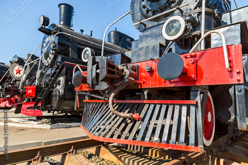 Front part of the retro steam locomotive