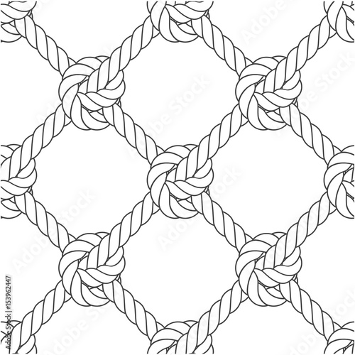 Diagonal rope mesh - knots and rope seamless pattern