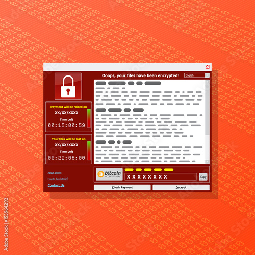 Virus Malware Ransomware wannacry encrypted your files and requi