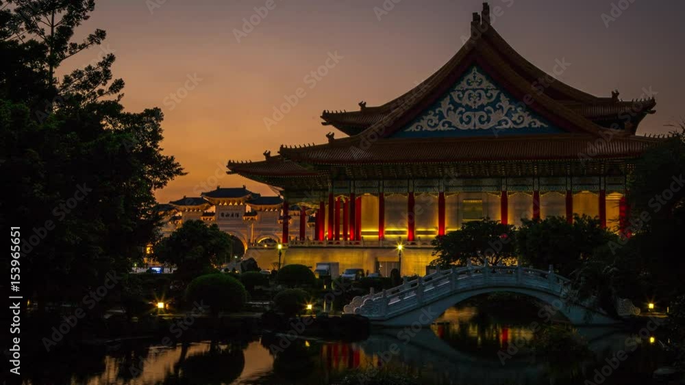 4K Timelapse view of Chiang Kai Shek memorial hall from the Day to the night Taipei, Taiwan-Dan 4K Timelapse view of Chiang Kai Shek memorial hall from the Day to the night Taipei, Taiwan-Dan