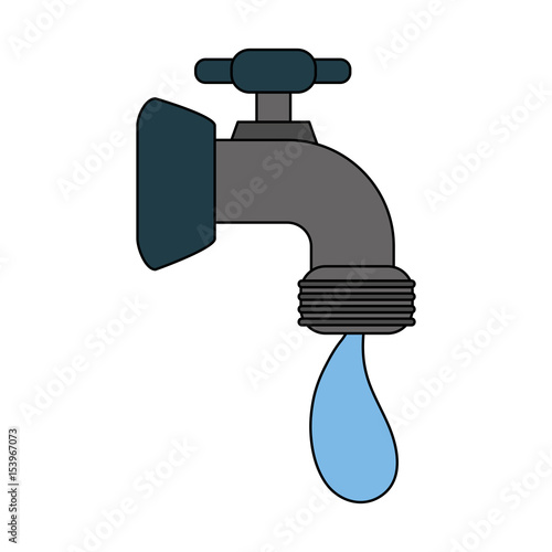 color image cartoon watertap with drop icon vector illustration
