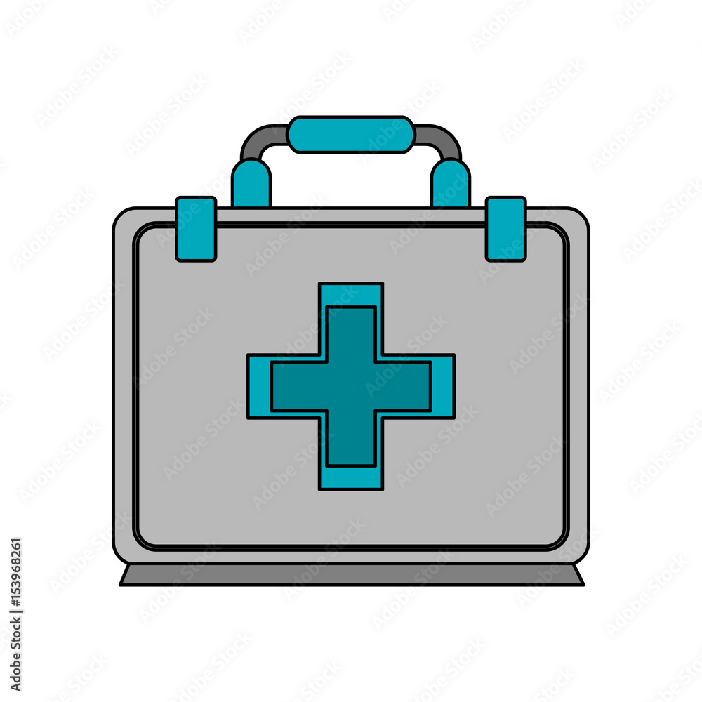 color image cartoon first aid kit with symbol cross vector illustration color image cartoon first aid kit with symbol cross vector illustration