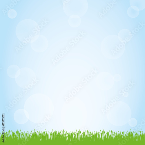 Field of green grass and blue sky background illustration
