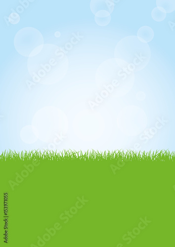 Field of green grass and blue sky background illustration