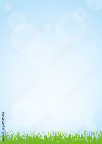 Field of green grass and blue sky background illustration
