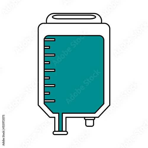 color silhouette image cartoon medical blue serum bag vector illustration