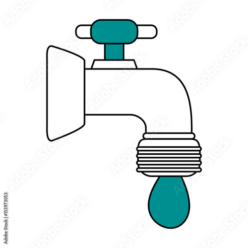 color silhouette image cartoon watertap with drop icon vector illustration