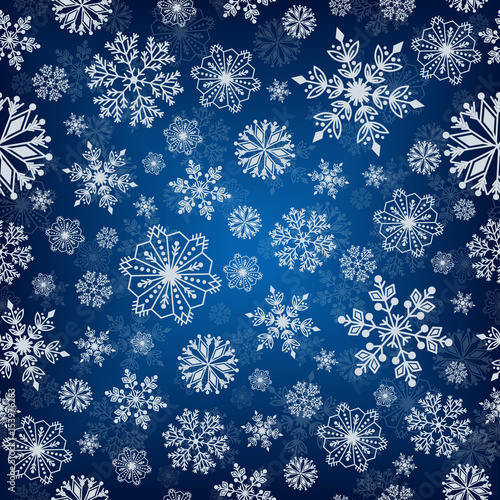 Snowflake vector seamless pattern.