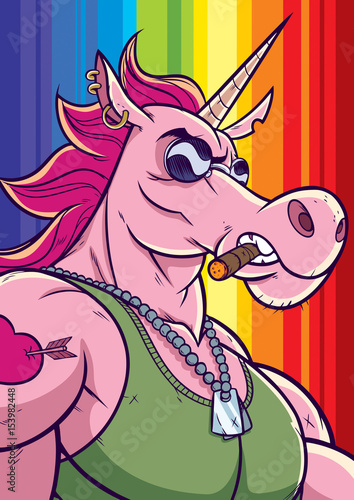 Unicorn Portrait / Cartoon portrait of unicorn soldier character. 