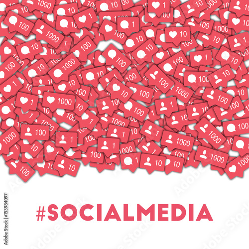 #socialmedia. Social media icons in abstract shape background with counter, comment and friend notification. #socialmedia concept in fine vector illustration.