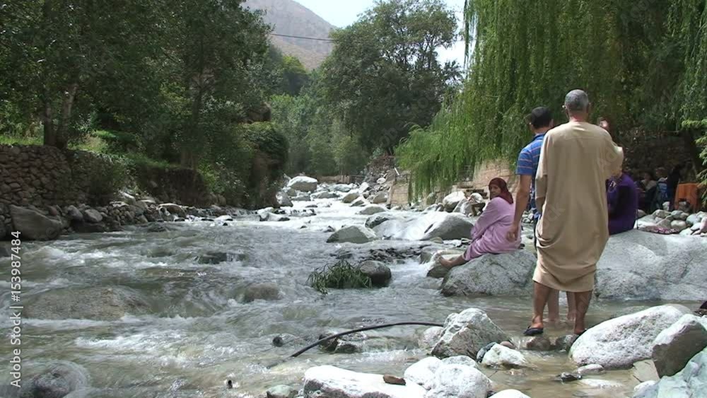 Family at Ourika river Family at Ourika river