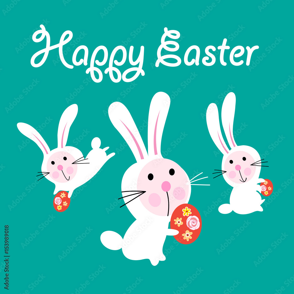 Vector Easter greeting card with funny hares Vector Easter greeting card with funny hares