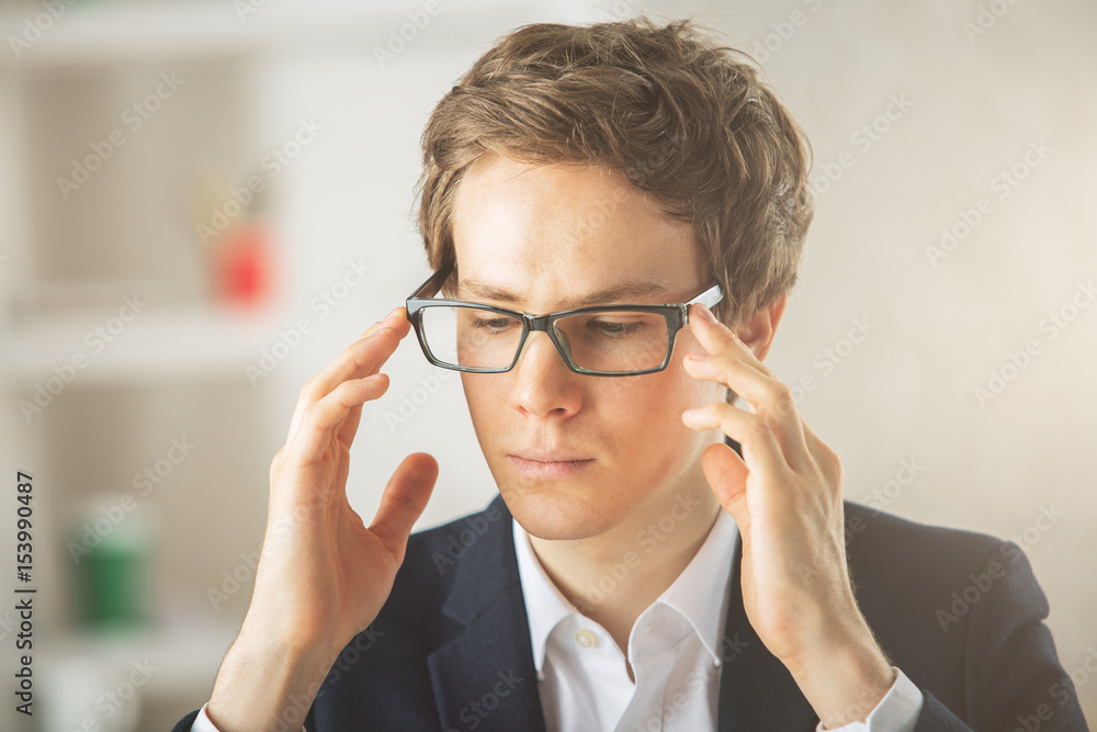 Portrait of european guy at workplace Portrait of european guy at workplace