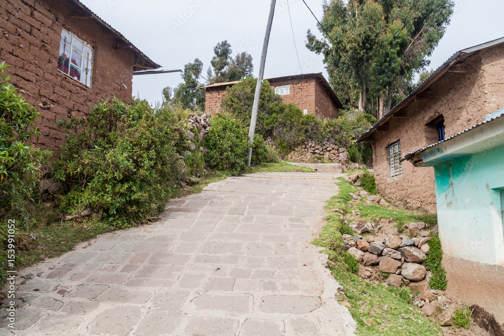 Small village on Amantani island in Titicaca lake, Peru