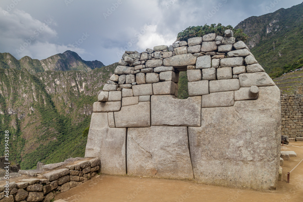 Detail of perfect Inca stonework at Machu Picchu ruins, Peru Detail of perfect Inca stonework at Machu Picchu ruins, Peru
