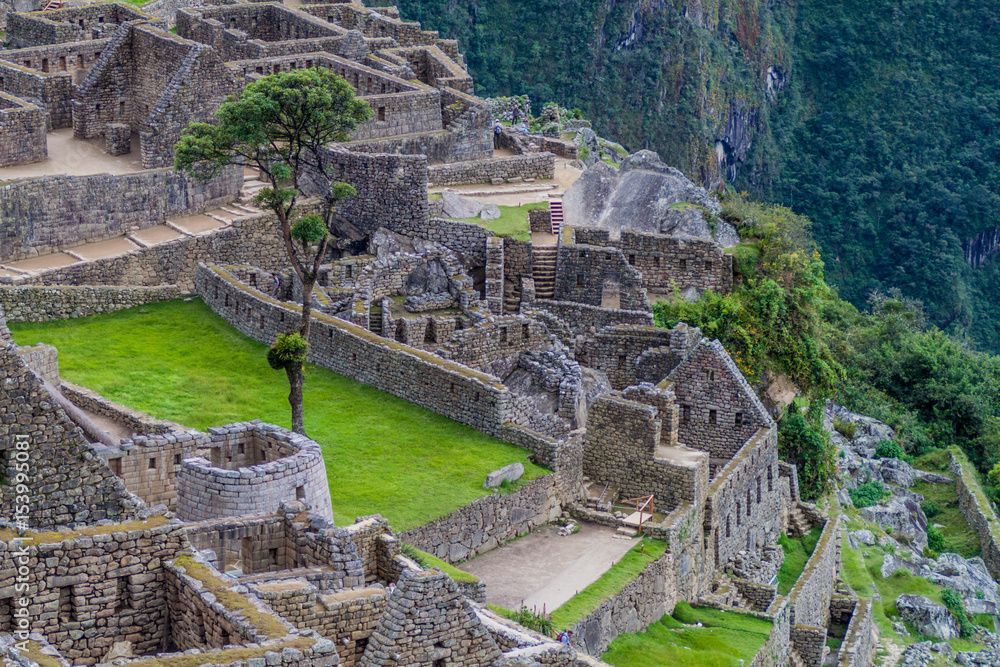 Aerial view of Machu Picchu ruins, Peru