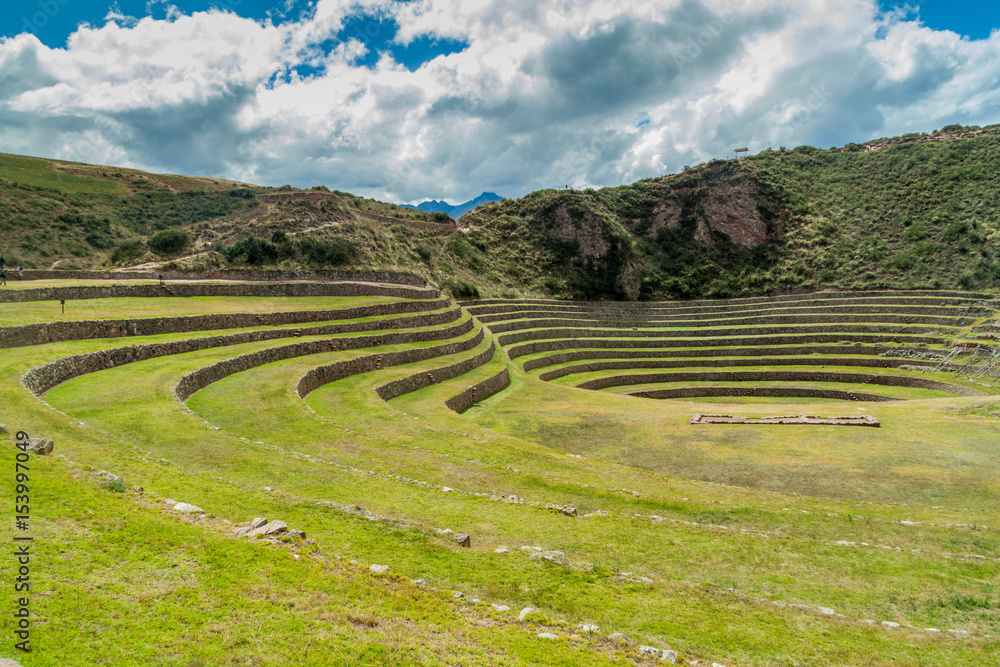 Inca agricultural terraces in Moray, Sacred Valley, Peru