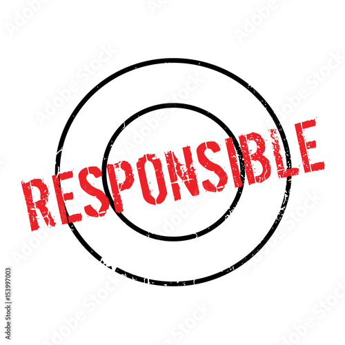 Responsible rubber stamp. Grunge design with dust scratches. Effects can be easily removed for a clean, crisp look. Color is easily changed.