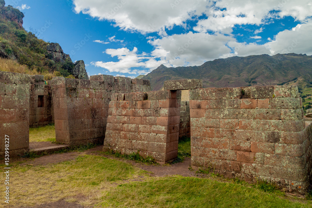 Ancient Inca's ruins near Pisac village, Sacred Valley of Incas, Peru