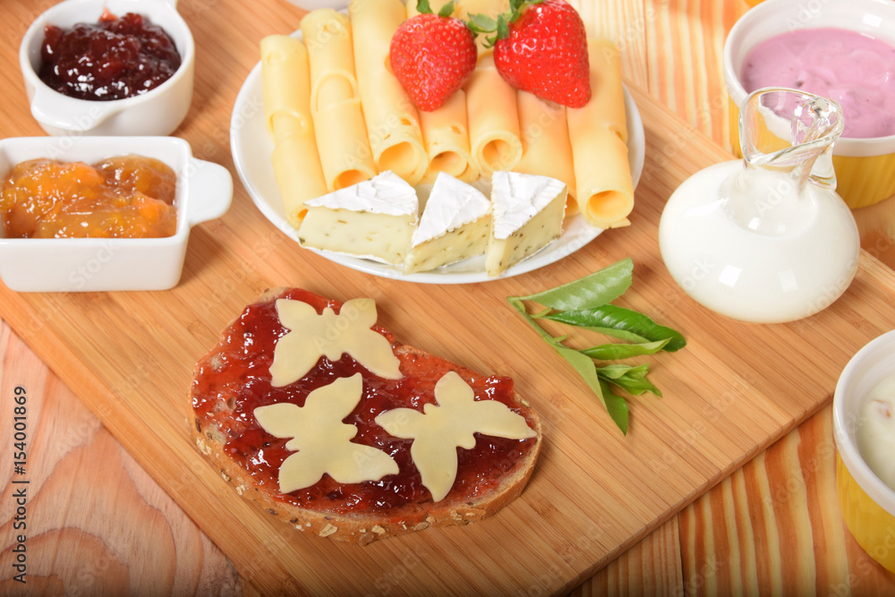 Sandwich with yellow cheese butterflies Sandwich with yellow cheese butterflies