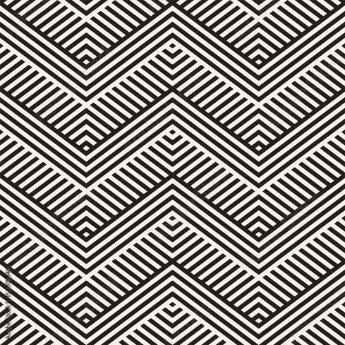 Abstract ZigZag Parallel Stripes. Stylish Ethnic Ornament. Vector Seamless Pattern.