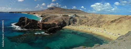 Panorama de la plage de Papagayo, Lanzarote, Canaries, Espagne