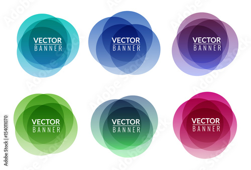 Set of colorful round abstract banners overlay shape. Graphic banners design. Label graphic fun tag concept