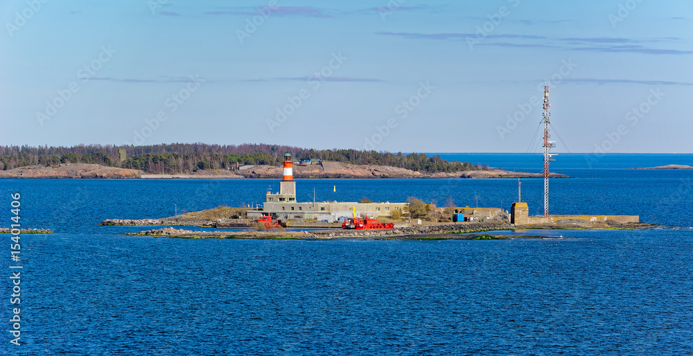 Fototapeta premium Island Harmaja in Gulf of Finland with pilot station