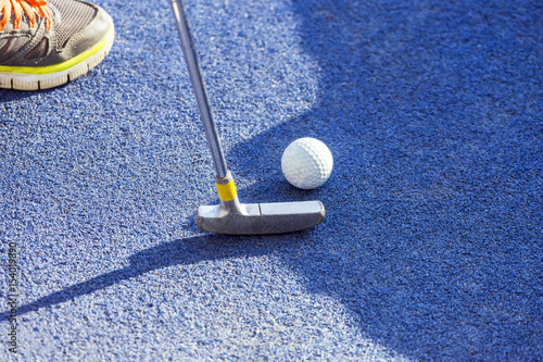 Wallpaper Mural Closeup of putter and ball on mini golf course Torontodigital.ca