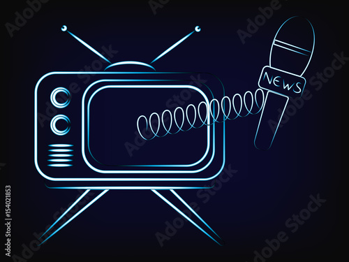 watching tv with news microphone popping out of the screen