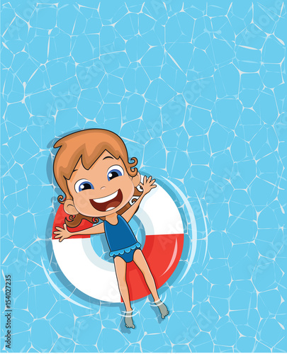 Girl floating in swimming pool