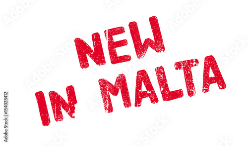 New In Malta rubber stamp. Grunge design with dust scratches. Effects can be easily removed for a clean, crisp look. Color is easily changed.