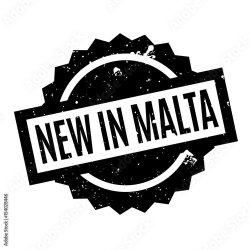 New In Malta rubber stamp. Grunge design with dust scratches. Effects can be easily removed for a clean, crisp look. Color is easily changed.