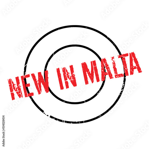 New In Malta rubber stamp. Grunge design with dust scratches. Effects can be easily removed for a clean, crisp look. Color is easily changed.