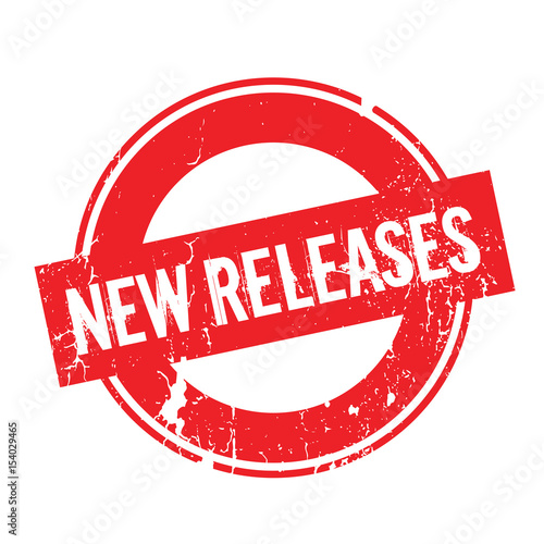 New Releases rubber stamp. Grunge design with dust scratches. Effects can be easily removed for a clean, crisp look. Color is easily changed.