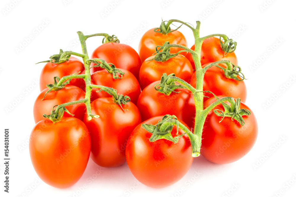 Cherry tomato bunch closeup isolated on white background Cherry tomato bunch closeup isolated on white background