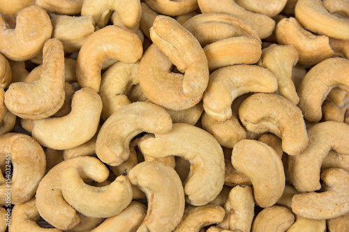 close up of salted cashew pile
