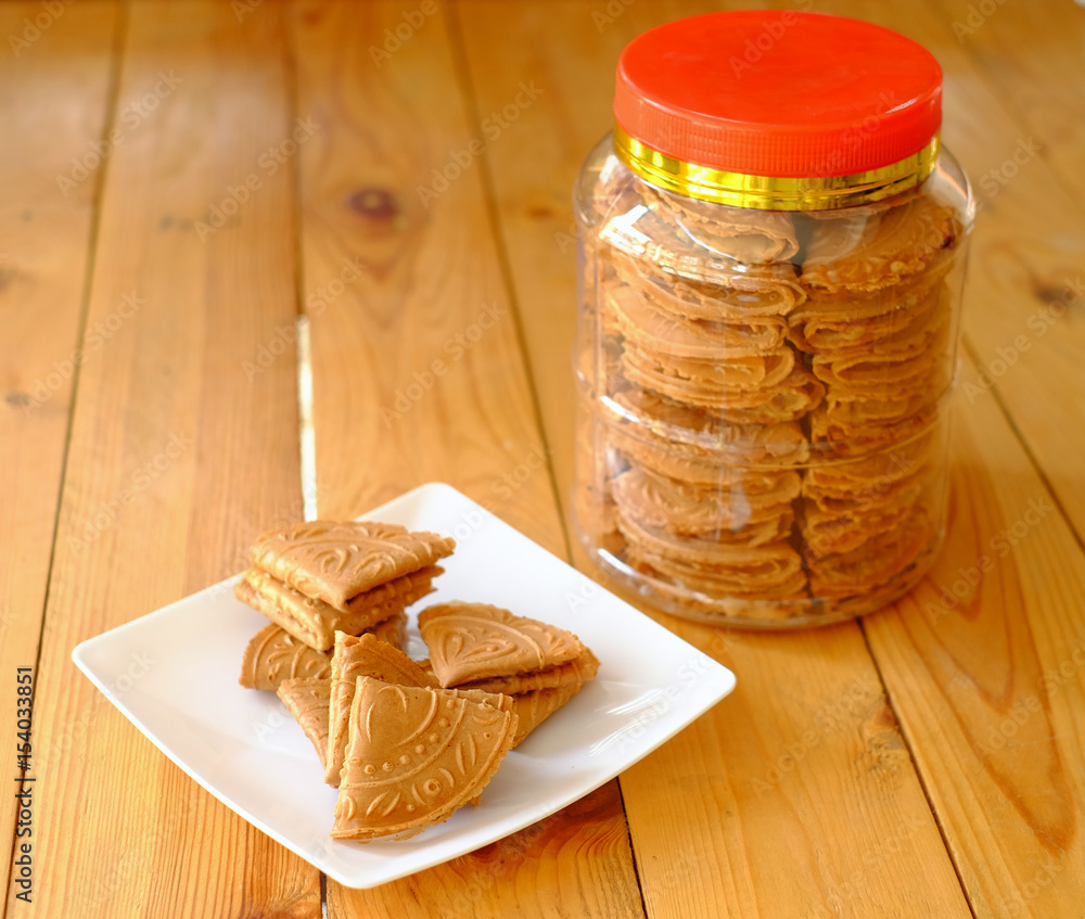 Kuih Kapit Or The Love Letter Biscuit Over White Background Stock Photo Adobe Stock