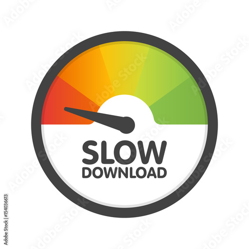 Round Speedometer slow download speed. Vector illustration template
