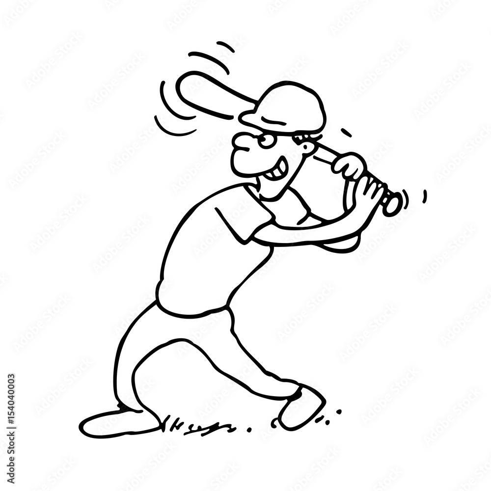 Baseball players outlined cartoon on a white background. Vector clip-art illustration Baseball players outlined cartoon on a white background. Vector clip-art illustration