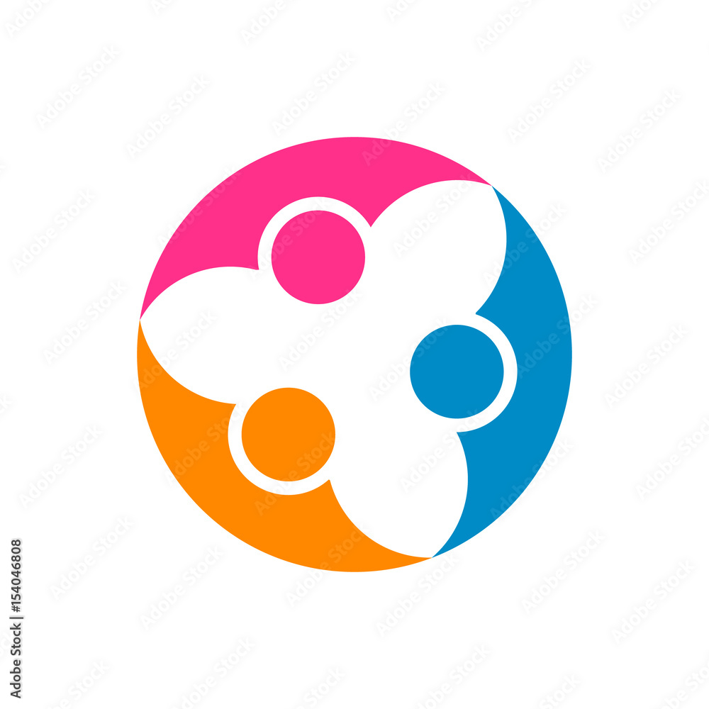 Abstract People Cooperation. Vector logo design template. Concept for teamwork, training, business Partnership, Sport team, Organization Abstract People Cooperation. Vector logo design template. Concept for teamwork, training, business Partnership, Sport team, Organization